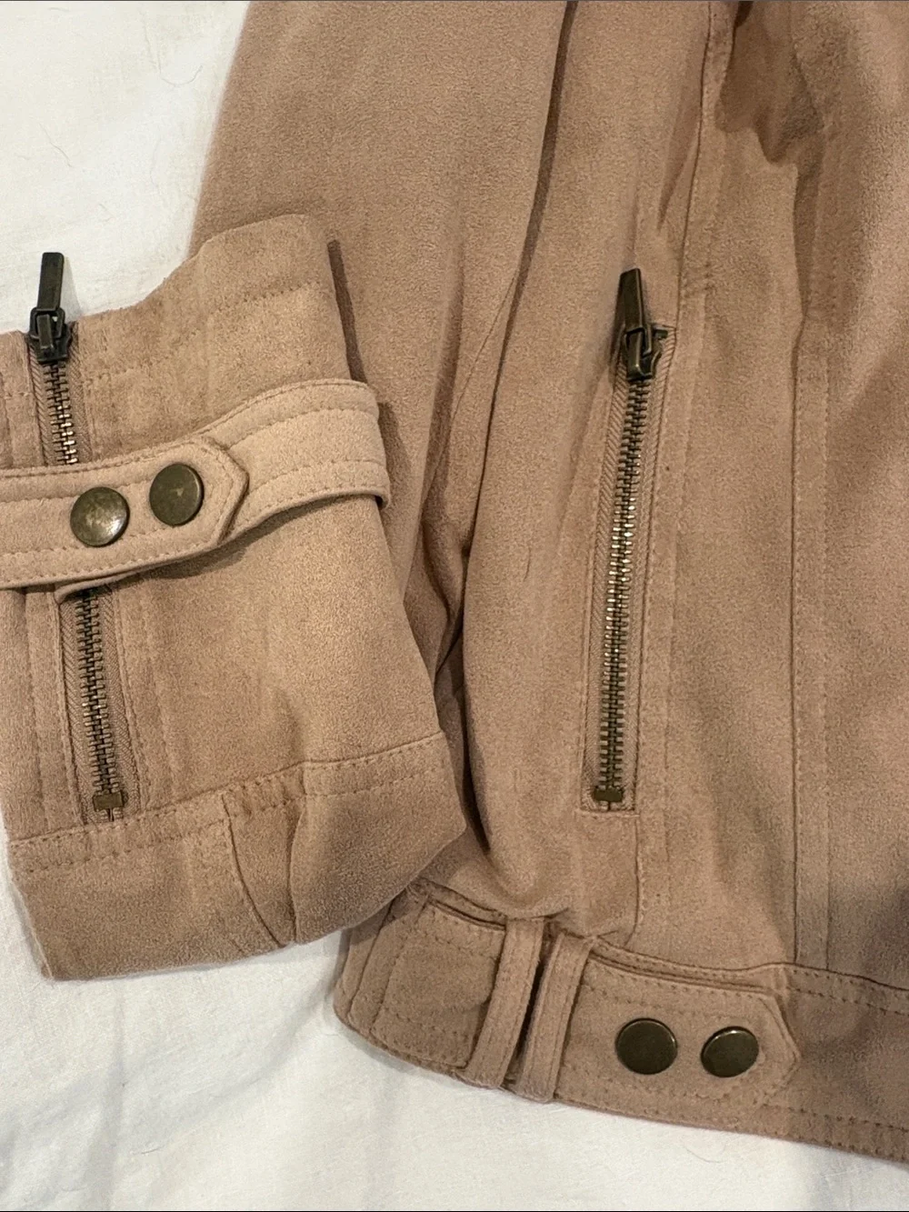blanc noir Suede Moto Jacket in Tan Brown